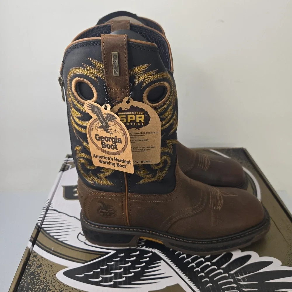 Georgia Boot Carbo-Tec LT Waterproof Pull-On Work Boot GB00266 Boots Size 8.5 M